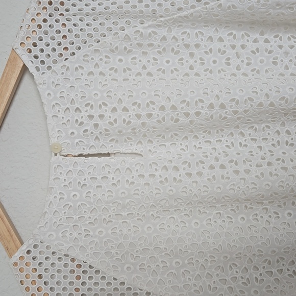 Diane Von Furstenberg Elegant White Eyelet Midi Tiered Dress Resortwear Sundress - Picture 9 of 14